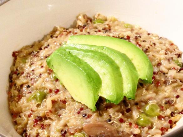 Brown Rice, Quinoa, Mushroom and Pea Risotto 