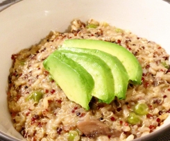 Brown Rice, Quinoa, Mushroom and Pea Risotto 