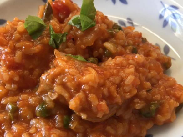 Pork and tomato paella