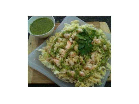 Gluten Free Lemon Prawn & Pasta Salad w Rocket Pesto