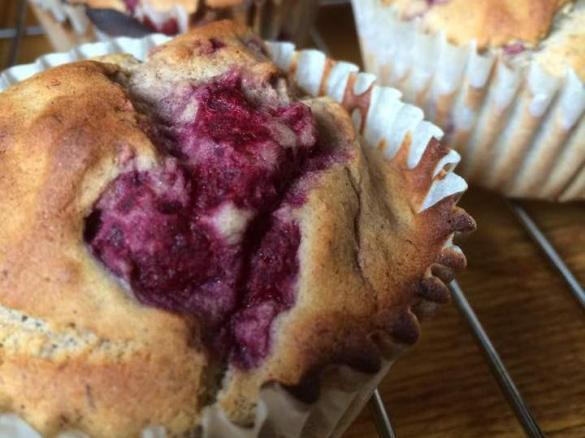 Banana Rasberry Buckwheat Muffins