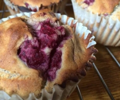 Banana Rasberry Buckwheat Muffins