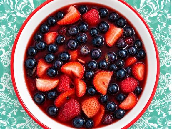 Mixed berries in passionfruit syrup