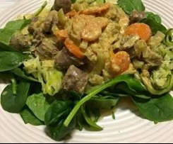 Healthy Curried Sausages & Zucchini Noodles
