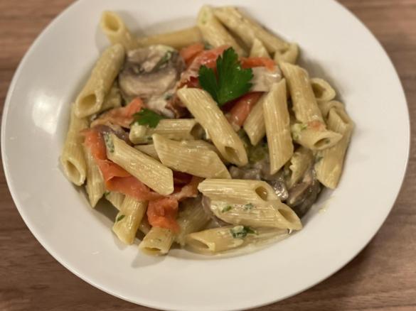 Smoked Salmon Pasta with a White Wine Cream Sauce