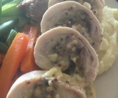 Individual Chicken Roulades with Cranberry and Macadamia Stuffing