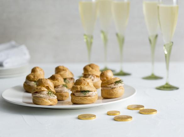 Gougère puffs with salmon mousse