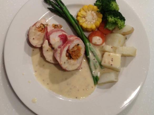 Prosciutto Wrapped Chicken with Mustard Sauce