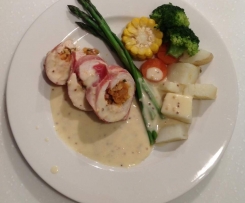 Prosciutto Wrapped Chicken with Mustard Sauce