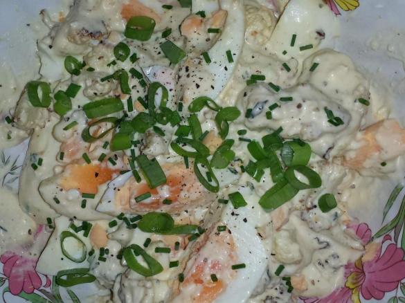 Roast cauliflour and egg salad