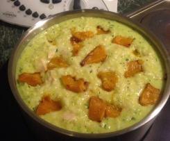 creamy pesto chicken and pumpkin risotto