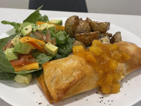 Chicken and bacon filo