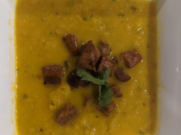 Moroccan Carrot Soup With Chorizo