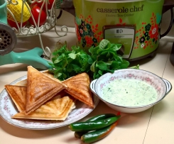 Beef Samosas and Green Chilli Chutney