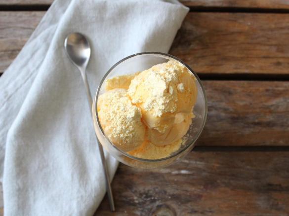 Frozen orange curd with orange sherbet - Mark Best