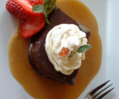 REAL-FOOD BROWNIES with CARAMEL SAUCE