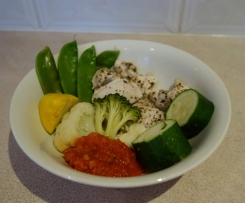 Steamed Chicken and Vegetables with Tomato and Hidden Vegetables Pasta Sauce