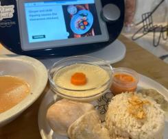 Laviana’s Hainanese Chicken Rice with Chicken Essence Soup, Silky Egg, Ginger & Garlic Dipping Sauce