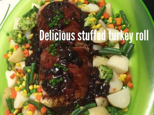 Turkey Meatloaf with red wine cranberry sauce