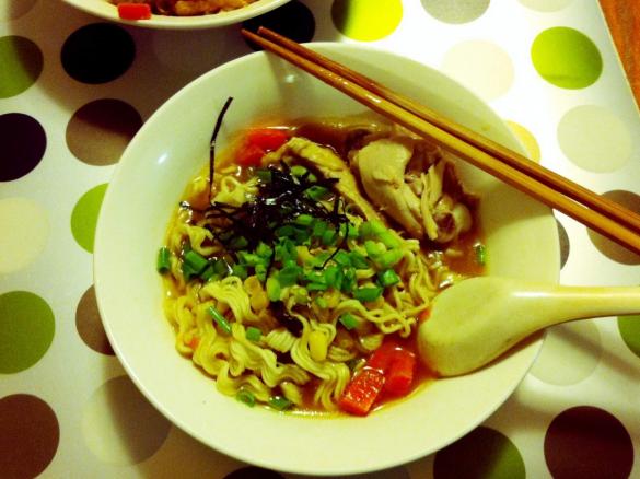 Chicken miso ramen with butter and corn