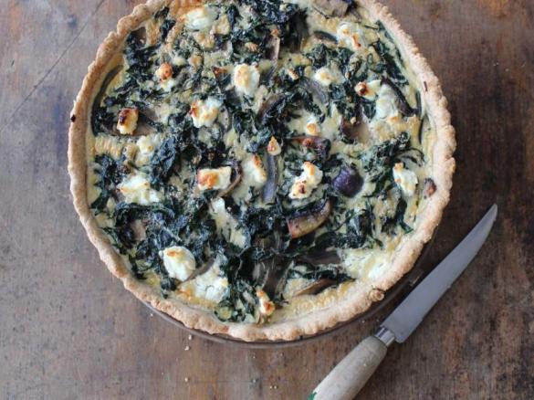 Silverbeet quiche with oat and Parmesan crust