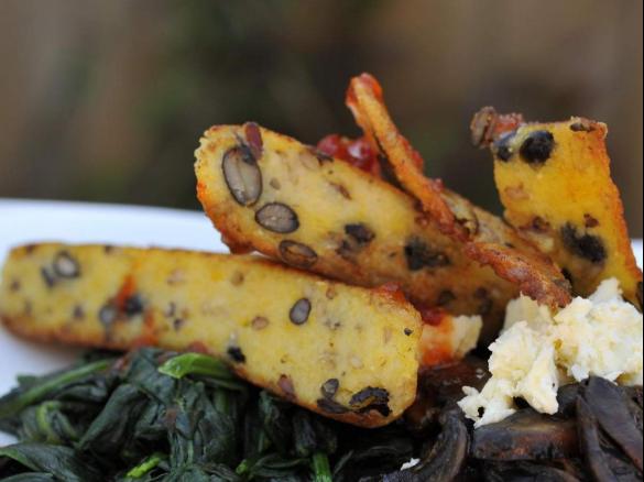 Black Bean & Wild Rice Polenta Wedges