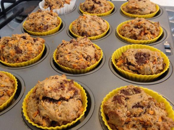 Healthy Sweet Potato & Choc Chip Muffins