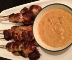 Vietnamese Minced Pork Skewers with Peanut Sauce
