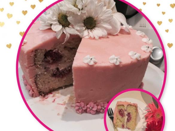 Vanilla Raspberry Cake with Crème Fraîche Buttercream Frosting