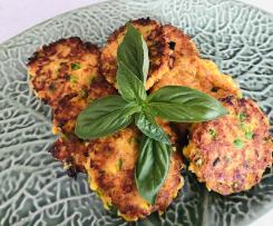 Sweet potato, pea and corn fritters (GF, egg free variations)