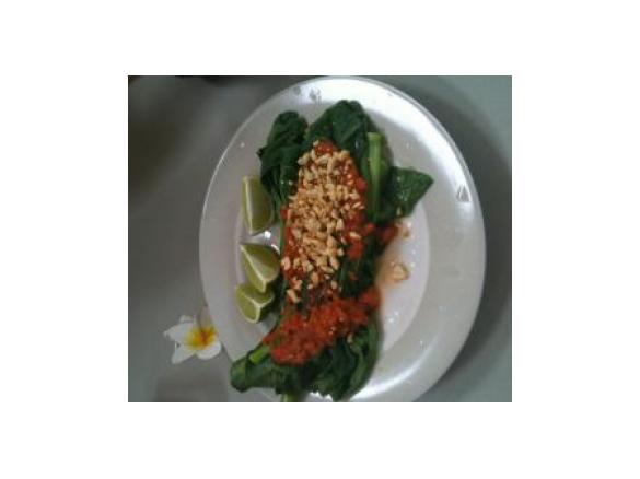 Indonesian Water Spinach with Sambal Pelecing