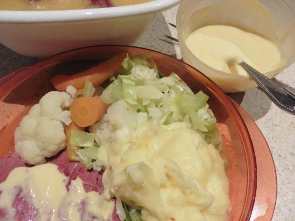 Silverside, vegetables and mustard sauce