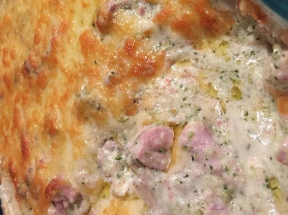 LCHF chicken, bacon, broccoli, mushroom bake