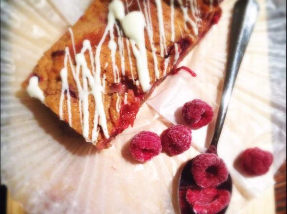 Rhubarb, Raspberry & White Chocolate Blondies