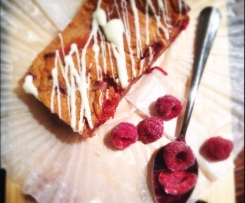 Rhubarb, Raspberry & White Chocolate Blondies