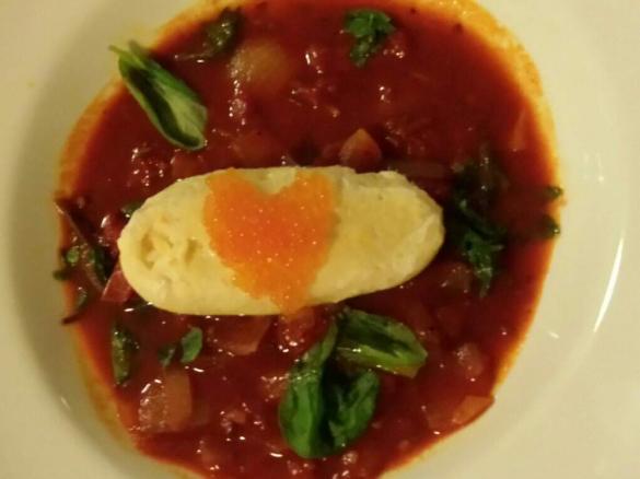 Prawn & Scallop Sausage with Tomato Reduction