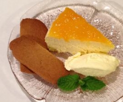 STEAMED CHEESECAKE & APRICOT TOPPING
