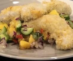 Coconut chicken with mango Salsa
