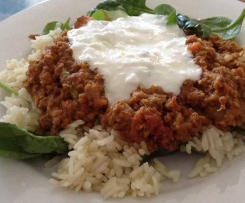 Beef Mince Curry and Vegetables with Spinach