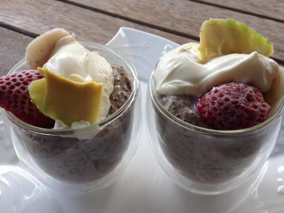 Chia Pudding with Strawberries, Bananna & Avocado