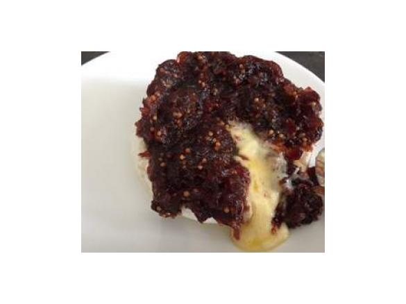 Warm Brie Topped with Red Onion and Cranberry Relish 