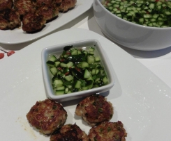Red Curry Pork Balls with Cucumber Dipping Sauce