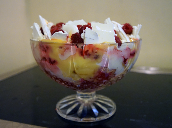 Trifle with Lemon Cream, Raspberries and Meringues