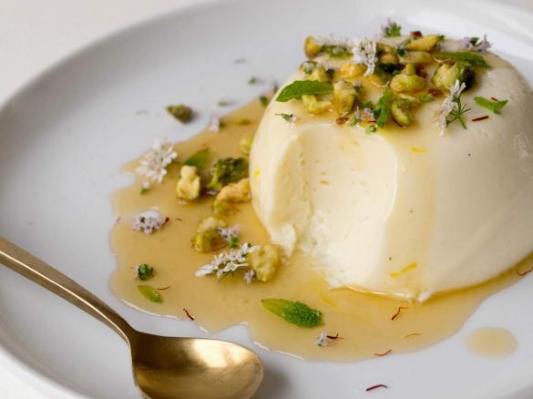 Yoghurt Panna Cotta with Saffron Syrup