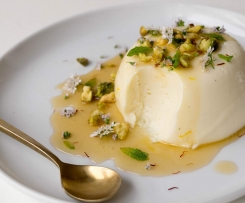 Yoghurt Panna Cotta with Saffron Syrup