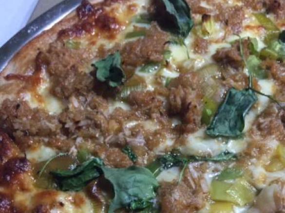 Apple and Onion Pulled Pork and Maple Leek Pizza