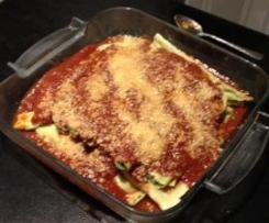 Cannelloni with Ricotta and Spinach Served with Tomato Sauce