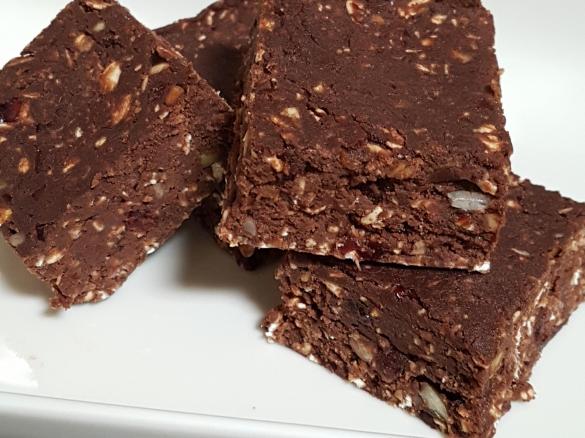 Hunters Chocolate Cranberry Protein Slice (No Bake, vegan)