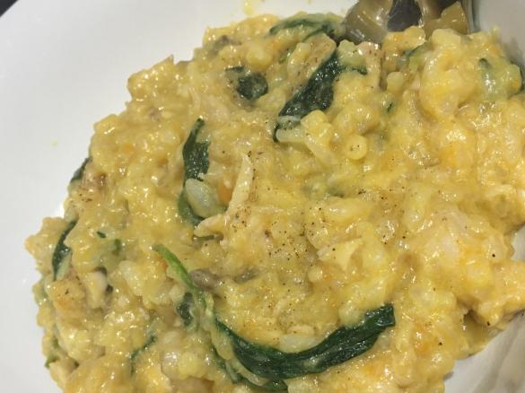 CREAMY SWEET POTATO SECRET RISOTTO spinach mushrooms parmesan