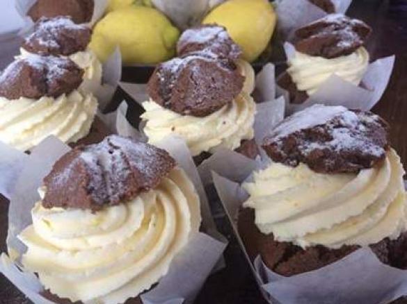 Chocolate Lemon Cupcakes with Lemon Whipped Cream
